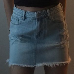 Distressed Denim Skirt